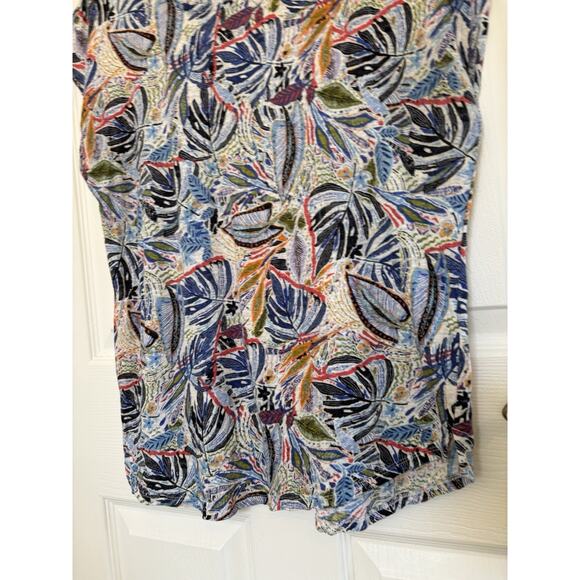 C&C California | 100% Linen Top Cap Sleeve Asymmetrical Hem Botanical Sz Large - Picture 4 of 6